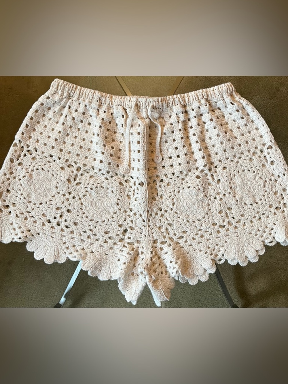 Hobie Crochet Drawstring Women’s Cream Shorts/Swim Cover Up